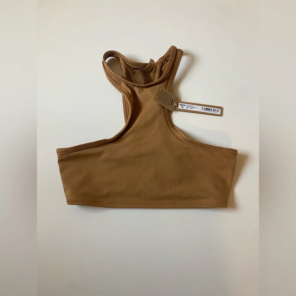 Skims Swim High Neck Racerback top in Almond NWT